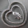 ESTATE LARGE .50CT DIAMOND 14K WHITE GOLD DOUBLE HEART CHAMSA LUCKY HAND PENDANT