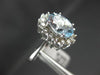 ESTATE LARGE 2.65CT DIAMOND & AAA AQUAMARINE 14KT WHITE GOLD 3D ENGAGEMENT RING