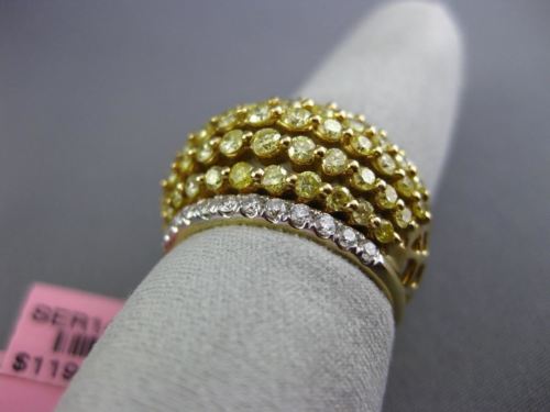 LARGE 3.12CT WHITE & FANCY YELLOW DIAMOND 18KT TWO TONE GOLD 3D ANNIVERSARY RING