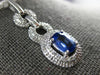 ESTATE LARGE 1.37CT DIAMOND & AAA SAPPHIRE 14KT WHITE GOLD OVAL JOURNEY PENDANT