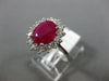 ESTATE WIDE 2.37CT DIAMOND & AAA RUBY 18KT WHITE GOLD OVAL HALO ENGAGEMENT RING