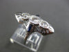 ANTIQUE LARGE .70CT DIAMOND & SAPPHIRE 14KT WHITE GOLD 3D 3 STONE FILIGREE RING