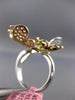 LARGE .89CT WHITE YELLOW & PINK DIAMOND 18KT TRI COLOR GOLD BUTTERFLY LOVE RING