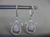 LARGE 1.9CT DIAMOND 14K WHITE GOLD FILIGREE TEAR DROP LEVERBACK HANGING EARRINGS