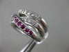 ESTATE WIDE 1.62CT DIAMOND & AAA RUBY 14KT WHITE GOLD 3D MULTI BAND X LOVE RING