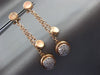 ESTATE .32CT DIAMOND 14KT ROSE GOLD 3D MATTE & SHINY CIRCULAR HANGING EARRINGS