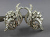 ANTIQUE EXTRA LARGE 7CT ROUND & BAGUETTE DIAMOND PLATINUM 3D FLOWER EARRINGS