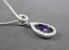 ESTATE LARGE .48CT DIAMOND & AAA AMETHYST 14KT WHITE GOLD HALO FILIGREE PENDANT