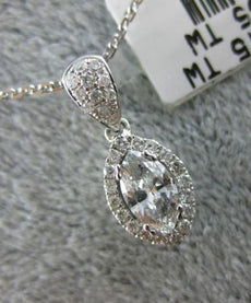 ESTATE .50CT ROUND & MARQUISE DIAMOND 14KT WHITE GOLD 3D HALO FLOATING PENDANT