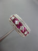 ESTATE WIDE 2.08CT DIAMOND & AAA RUBY 18KT WHITE GOLD MULTI ROW ANNIVERSARY RING