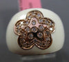 ESTATE WIDE .20CT DIAMOND 14KT ROSE GOLD 3D WHITE ENAMEL FLOWER ETOILE RING 15mm