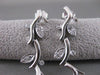 ESTATE LONG HANGING FLORAL LEAF DIAMOND 14KT WHITE GOLD PUSHBACK EARRINGS #2205