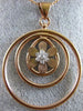 EXTRA LARGE .22CT DIAMOND 18K ROSE GOLD 3D CIRCULAR MATTE & SHINY FLOWER PENDANT