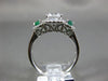 ESTATE 1.31CT DIAMOND & AAA SEMI MOON EMERALD 14KT WHITE GOLD 3D ENGAGEMENT RING