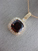 ESTATE LARGE 4.07CT DIAMOND & AAA RHODOLITE 14KT ROSE GOLD HALO FILIGREE PENDANT