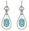 1.74CT DIAMOND & AAA AQUAMARINE 14KT WHITE GOLD 3D OVAL & ROUND HANGING EARRINGS