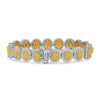 LARGE 12.16CT WHITE & FANCY YELLOW DIAMOND 18KT YELLOW GOLD HALO TENNIS BRACELET