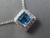ESTATE 1.0CT ROUND DIAMOND & BLUE TOPAZ 14KT WHITE GOLD 3D HALO CLASSIC NECKLACE