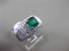 ESTATE WIDE 1.66CT DIAMOND & AAA EMERALD 3D PLATINUM SQUARE ENGAGEMENT RING
