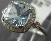 ESTATE 2.08CT DIAMOND & AAA AQUAMARINE 14KT WHITE GOLD 3D SQUARE ENGAGEMENT RING