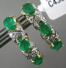 ESTATE 1.07CT DIAMOND & AAA COLOMBIAN EMERALD 14K YELLOW GOLD 3D X LOVE EARRINGS