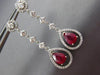 ESTATE 4.30CT DIAMOND & AAA RUBY 14KT WHITE GOLD 3D CHANDELIER EARRINGS #24574
