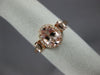 ESTATE 1.10CT DIAMOND & AAA MORGANITE 14K ROSE GOLD 3D THREE STONE OVAL FUN RING