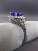 LARGE 1.70CT DIAMOND & TANZANITE 18K WHITE GOLD 3D HALO FILIGREE ENGAGEMENT RING