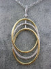 ESTATE LARGE .43CT DIAMOND 18K WHITE & YELLOW GOLD 3D OVAL LINK FLOATING PENDANT