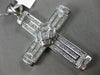 ESTATE EXTRA LARGE 2.75CT DIAMOND 14KT WHITE GOLD 3D HANDCRATED CROSS PENDANT