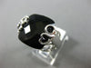 ESTATE WIDE .05CT DIAMOND & AAA EXTRA FACET ONYX 14KT WHITE GOLD HEART LOVE RING