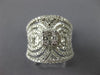 ESTATE LARGE 1.25CT DIAMOND 14K WHITE GOLD FLOWER OPEN FILIGREE ANNIVERSARY RING
