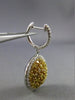 ESTATE LARGE 3.03CT INTENSE FANCY YELLOW DIAMOND 18K GOLD ROUND HANGING EARRINGS