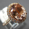 ESTATE 3.20CT DIAMOND & AAA OVAL CUT MORGANITE 14KT ROSE GOLD 3D ENGAGEMENT RING