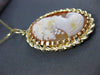 ANTIQUE 14KT YELLOW GOLD HAND CARVED LADY SHELL CAMEO PENDANT BEAUTIFUL! #22105