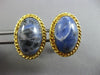 ANTIQUE EXTRA LARGE AAA SODALITE 14K YELLOW GOLD 3D SOLITAIRE OVAL ROPE CUFFLINK