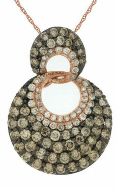 1.30CT WHITE & CHOCOLATE FANCY DIAMOND 14KT ROSE GOLD ROUND LOVE KNOT PENDANT