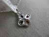 ESTATE .74CT DIAMOND & AAA RUBY 18KT WHITE GOLD 3D 4 LEAF CLOVER FLOWER PENDANT