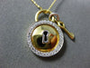ESTATE .18CT DIAMOND 14K YELLOW GOLD 3D KEY TO YOUR HEART LOCK FLOATING NECKLACE
