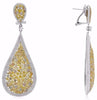 LARGE 8.55CT MULTI COLOR DIAMOND 18KT TWO TONE GOLD TEAR DROP HANGING EARRINGS