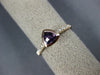 ESTATE .44CT DIAMOND & AAA TRILLION CUT AMETHYST 14K ROSE GOLD 3D BEZEL FUN RING