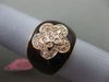 ESTATE WIDE .20CT DIAMOND 14KT ROSE GOLD 3D BROWN ENAMEL ETOILE FLOWER FUN RING