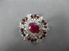 ESTATE WIDE 2.04CT DIAMOND & AAA RUBY 14KT WHITE GOLD 3D OVAL FLOWER FUN RING
