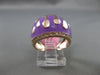 ESTATE WIDE .25CT DIAMOND 14K ROSE GOLD 3D PURPLE ENAMEL MELTING FUN RING 16.5mm