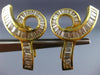 ESTATE EXTRA LARGE 5.10CT BAGUETTE DIAMOND 18KT YELLOW GOLD 3D CLIP ON EARRINGS