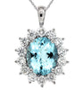 ESTATE LARGE 5.95CT DIAMOND & AAA AQUAMARINE 14KT WHITE GOLD 3D FLOWER PENDANT