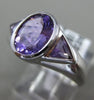 ESTATE WIDE 2.0CT AAA AMETHYST 14K WHITE GOLD 3D OVAL 3 STONE TRILLION MENS RING