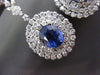 ESTATE LARGE 11.86CT DIAMOND & AAA SAPPHIRE 18K WHITE GOLD HALO HANGING EARRINGS