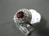 ESTATE LARGE 1.05CT DIAMOND AAA RUBY 18KT WHITE GOLD MULTI SWIRL ENGAGEMENT RING
