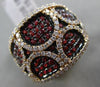 ESTATE 1.78CT DIAMOND & AAA RED SAPPHIRE 18KT ROSE GOLD 3D SEMI CIRCLE FUN RING